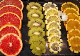 Different sliced fruits