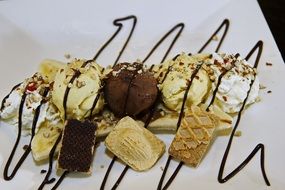 Sweet Banana Split Ice Cream desert