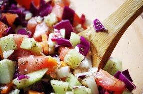 vegetable salad with seasoning close-up