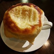 soup in a white cup