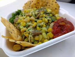 Vegan Hollycorn in a white bowl close-up