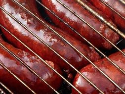 grilled sausages close up