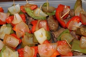 grilled vegetables and sausages