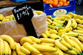 yellow bananas for sale in a supermarket