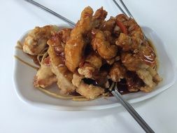 sweet and sour pork on plate