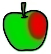 drawing of a green red apple