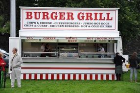 Burger grill cafe in the park in United Kingdom