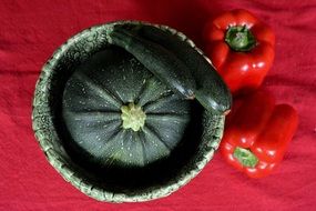 zucchini and red sweet pepper