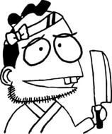 japanese Chef with knife, caricature