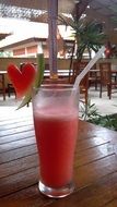 Fruit drink in Glass on wooden table