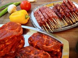 raw marinated meat for grilling