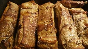 Brown crusty rolls with the sesames