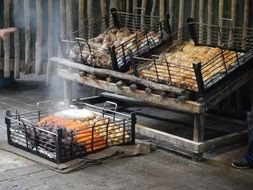 food on large bars in the open air