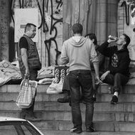 drinking of a alcohol on a city street