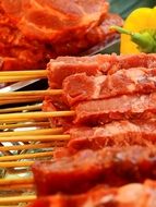 marinated meat on skewers