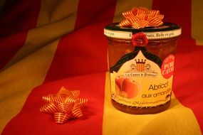 French apricot jam in the glass jar