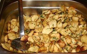 Fried potatoes on a dinner