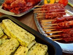 meat and zucchini for grilling