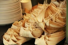 a lot of cake wraps made of bamboo