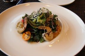 shrimp salad on a white plate