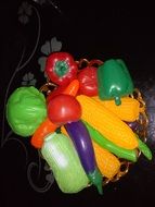 pile of artificial Plastic vegetables