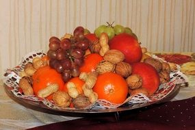 plate with fruits and nuts