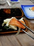 salmon slice in sauce