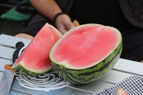 pitted sliced watermelon