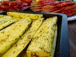 vegetables in spices for grilling