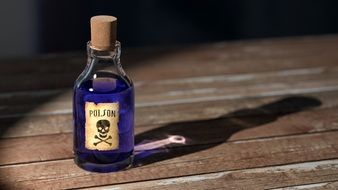 Purple liquid in a Poison Bottle