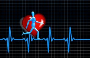 drawn man runs on a cardiogram