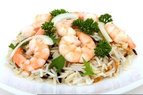 Asian dish with shrimp and rice