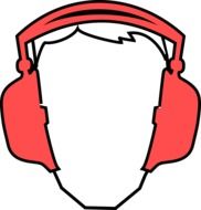 clipart,picture of a man's head in red headphones