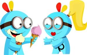 cartoon characters with ice cream as a graphic image