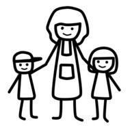 Vector Mother Children drawing
