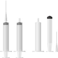 drawn syringes with the plunger and the needle
