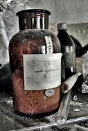 dangerous medicine in a glass bottle