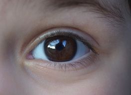 child with a brown eye close up