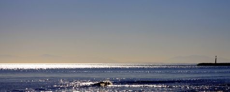 water shining like diamonds, evening seascape