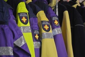 work jackets on a hanger
