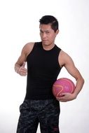 fitness trainer with a ball
