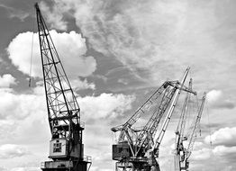 Harbour Cranes, monochrome photo