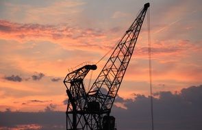 harbour crane on the evening sky