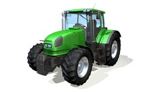 green Tractor, Agricultural Machinery, drawing