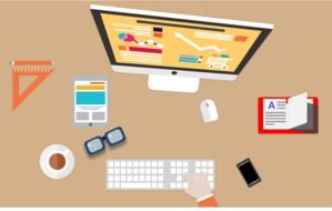clipart of the working place with computer