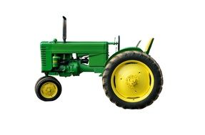 green tractor on white background