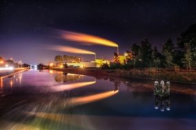 beautiful sky over industrial factory