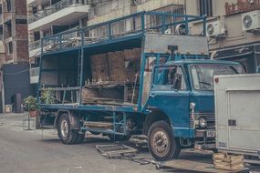 vintage blue truck in India