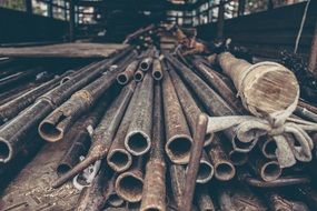 pile of old damaged Pipes