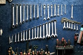 variety of tools and keys in the workshop